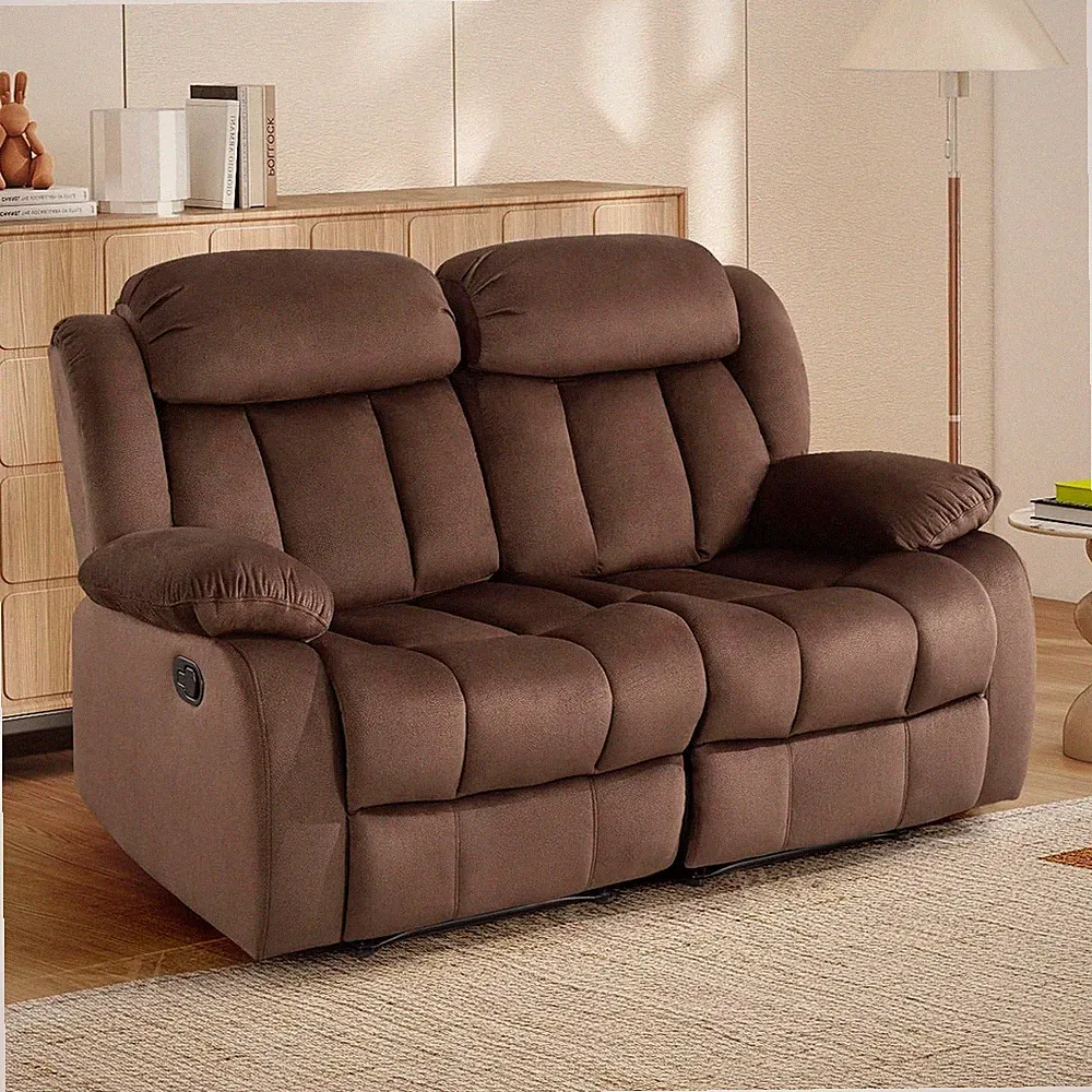 CANMOV Manual Loveseat Recliner Sofa w/ Padded Armrest, Wall-Hugger 2 Seat Chair