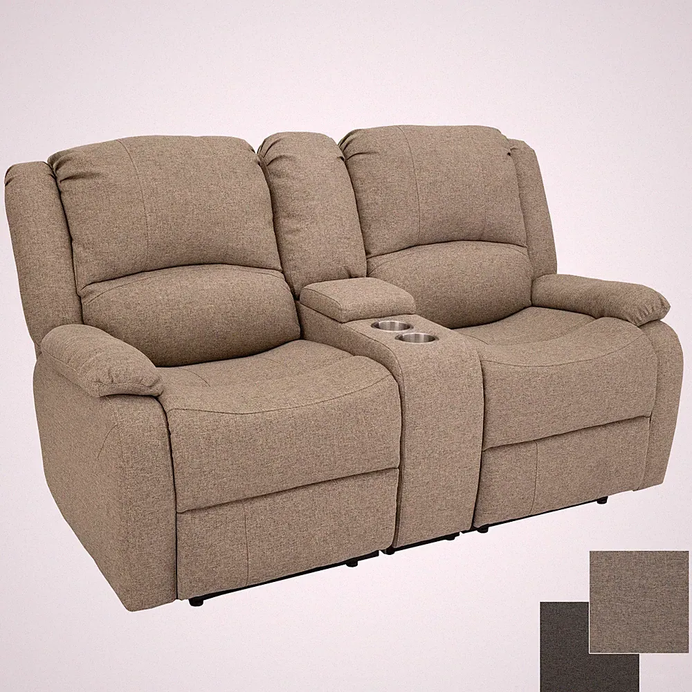 Charles 67" Cloth Double RV Wall Hugger Recliner Sofa Couch With Console Oatmeal