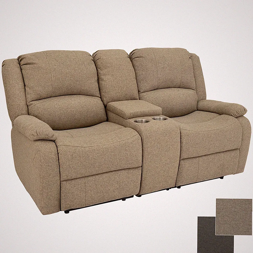 Charles 70" Cloth Double RV Wall Hugger Recliner Sofa Couch With Console Oatmeal