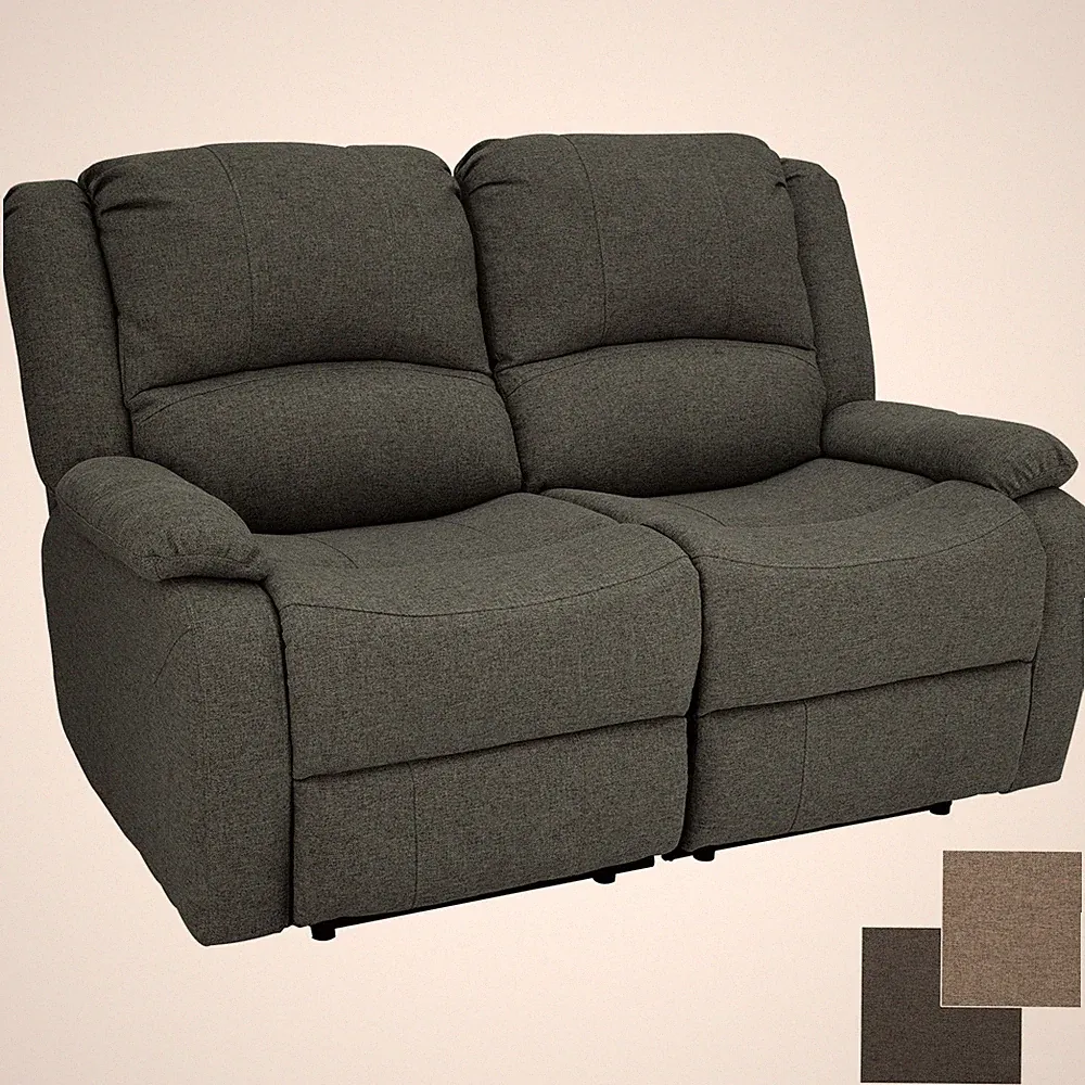 Charles Collection 58" Cloth Double Recliner Wall Hugger RV Sofa Couch Fossil