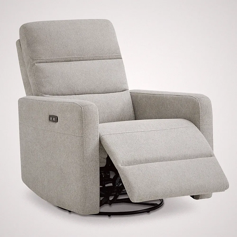 CHITA Comfy Power Recliner Chair, Compact Nursery Swivel Glider w/Power Headrest