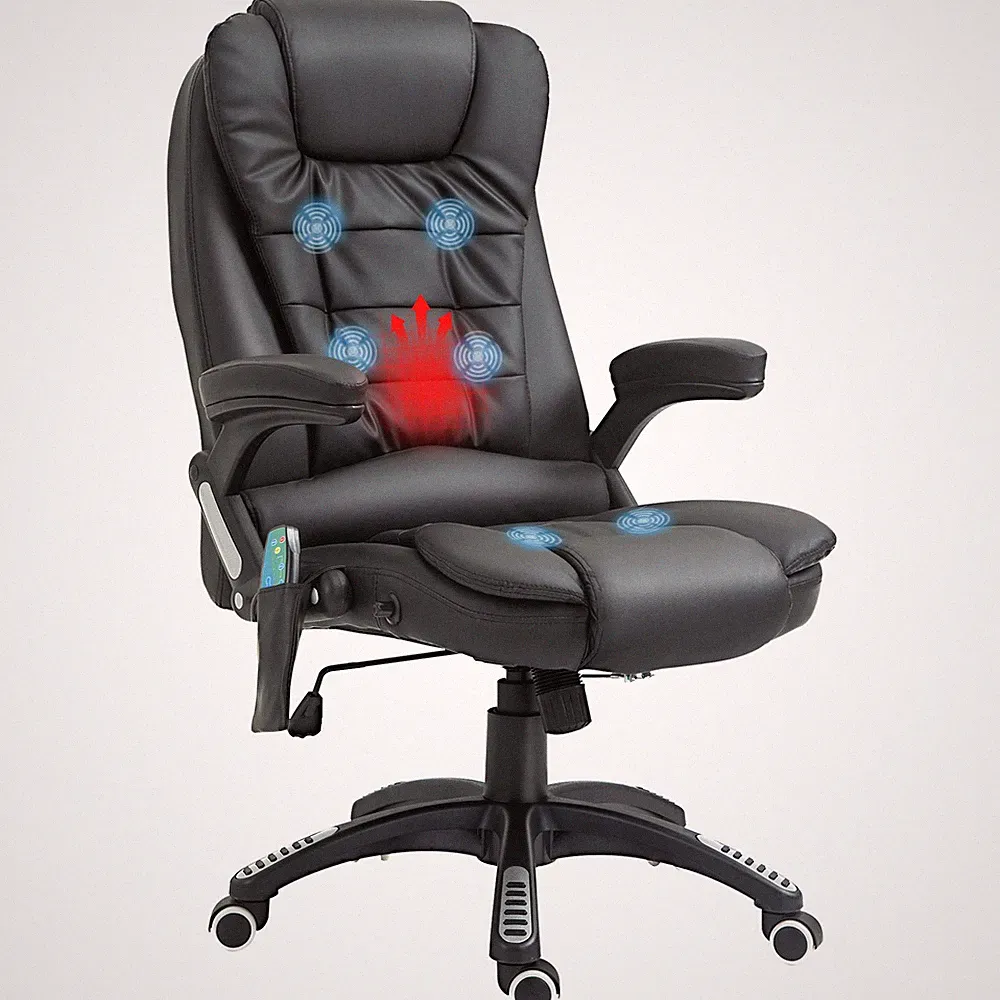 HOMCOM Heated Vibrating Massage Office Chair with Reclining Function, Black
