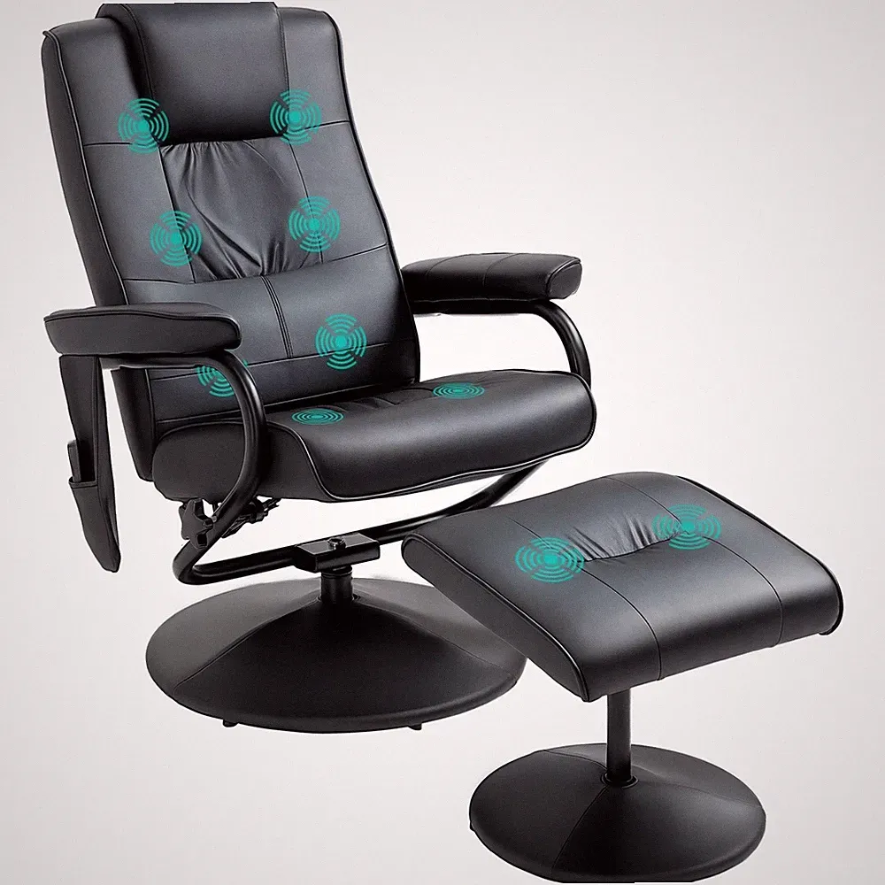 HOMCOM Massage Recliner Chair Cushioned Ottoman 10 Point Vibration Black