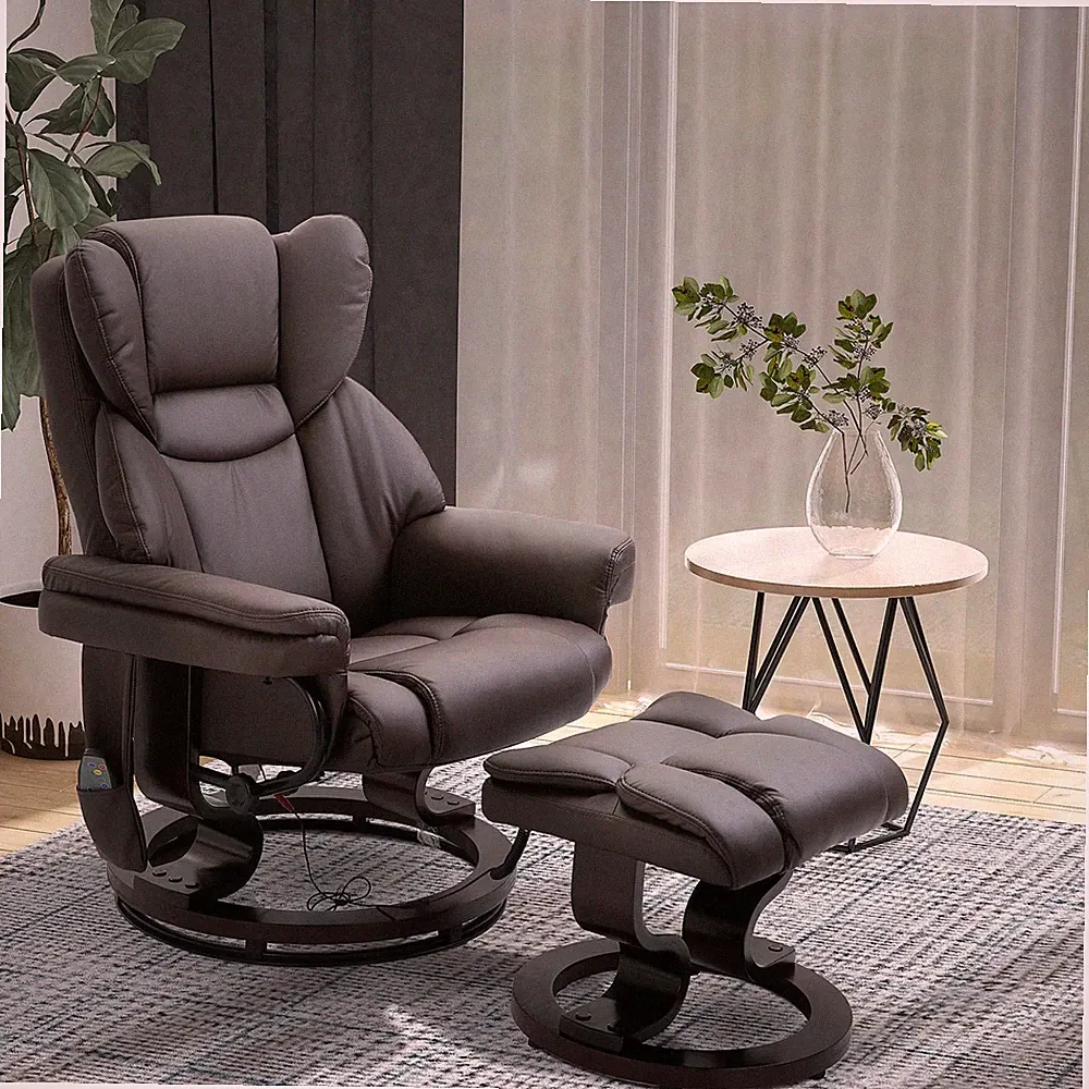 Massage Sofa Recliner Chair with Footrest 10 Vibration Point Faux PU Leather