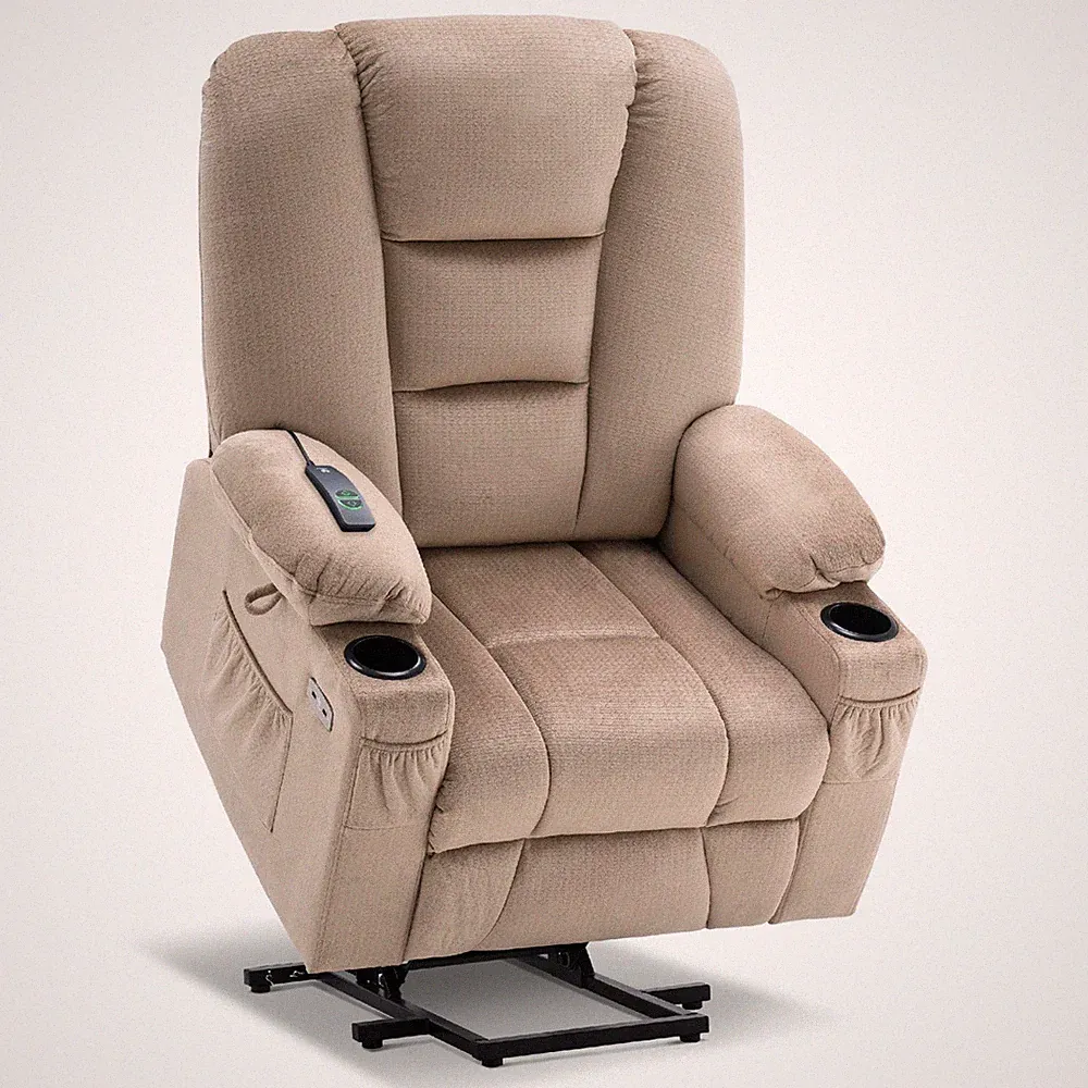 MCombo Large Power Lift Recliner Chair with Massage and Heat, Fabric 7549