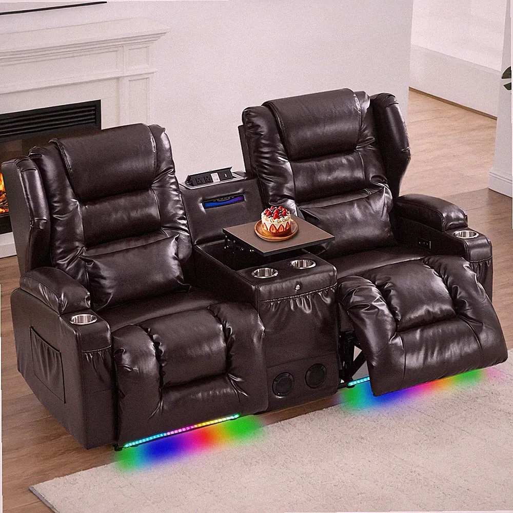 Power Recliner Loveseats Sofa 2-seater Reclining Couches w/Bluetooth&SUSB&Socket