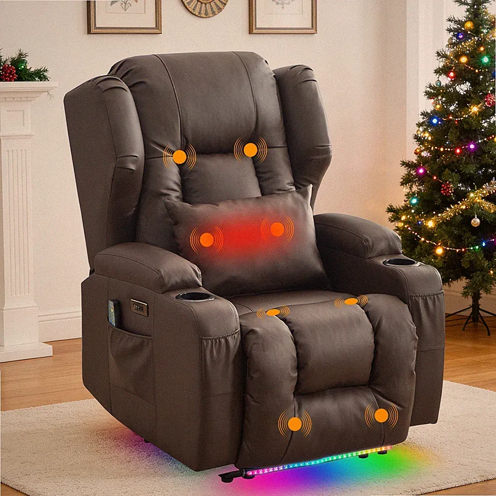 PU Leather Electric Home Theater Seating Power Recliner Sofa Chair Massage Heat