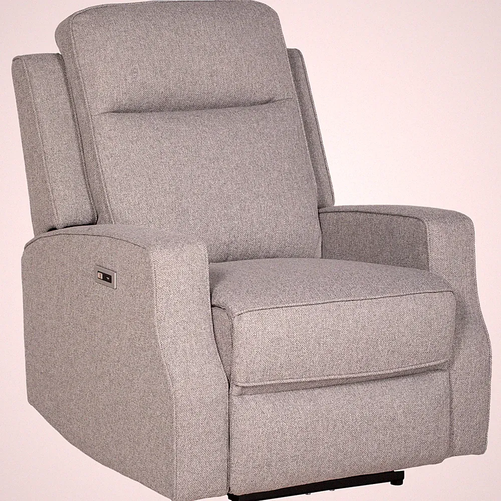 Recliner Chair Grey Linen 84W x 92D x 104Hcm Wall-Hugger USB Port 150deg Power2
