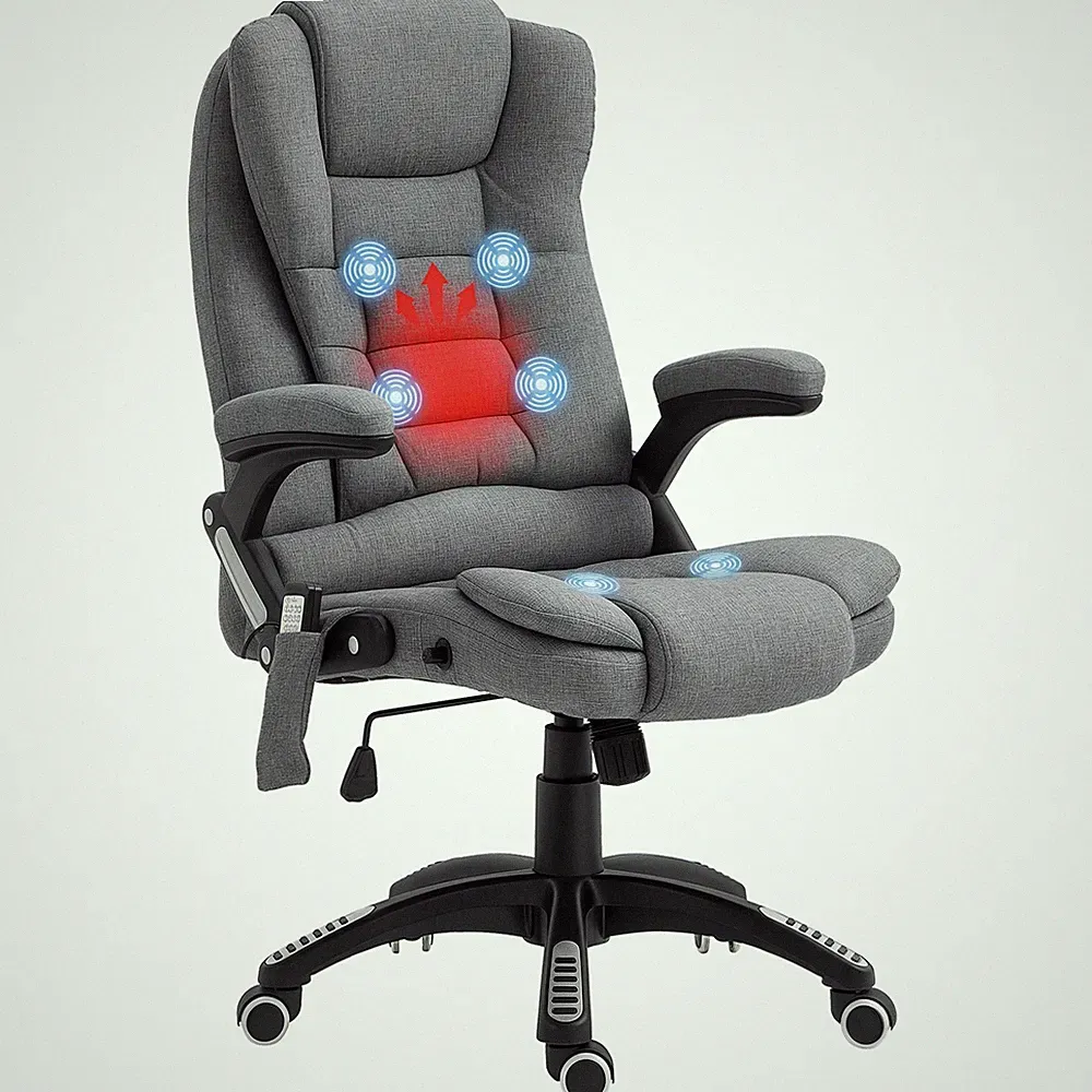 Vinsetto Office Chair with Heating Massage Points, Relaxing Reclining, Grey